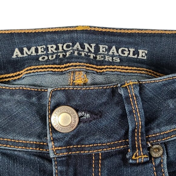 American Eagle Jeans Womens 4 30x29 Kick Boot Stretch Dark Wash Flare - Picture 3 of 13